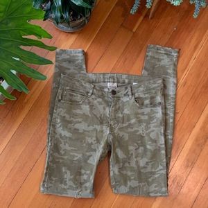 Zara Camo Print Distressed Skinny Jeans